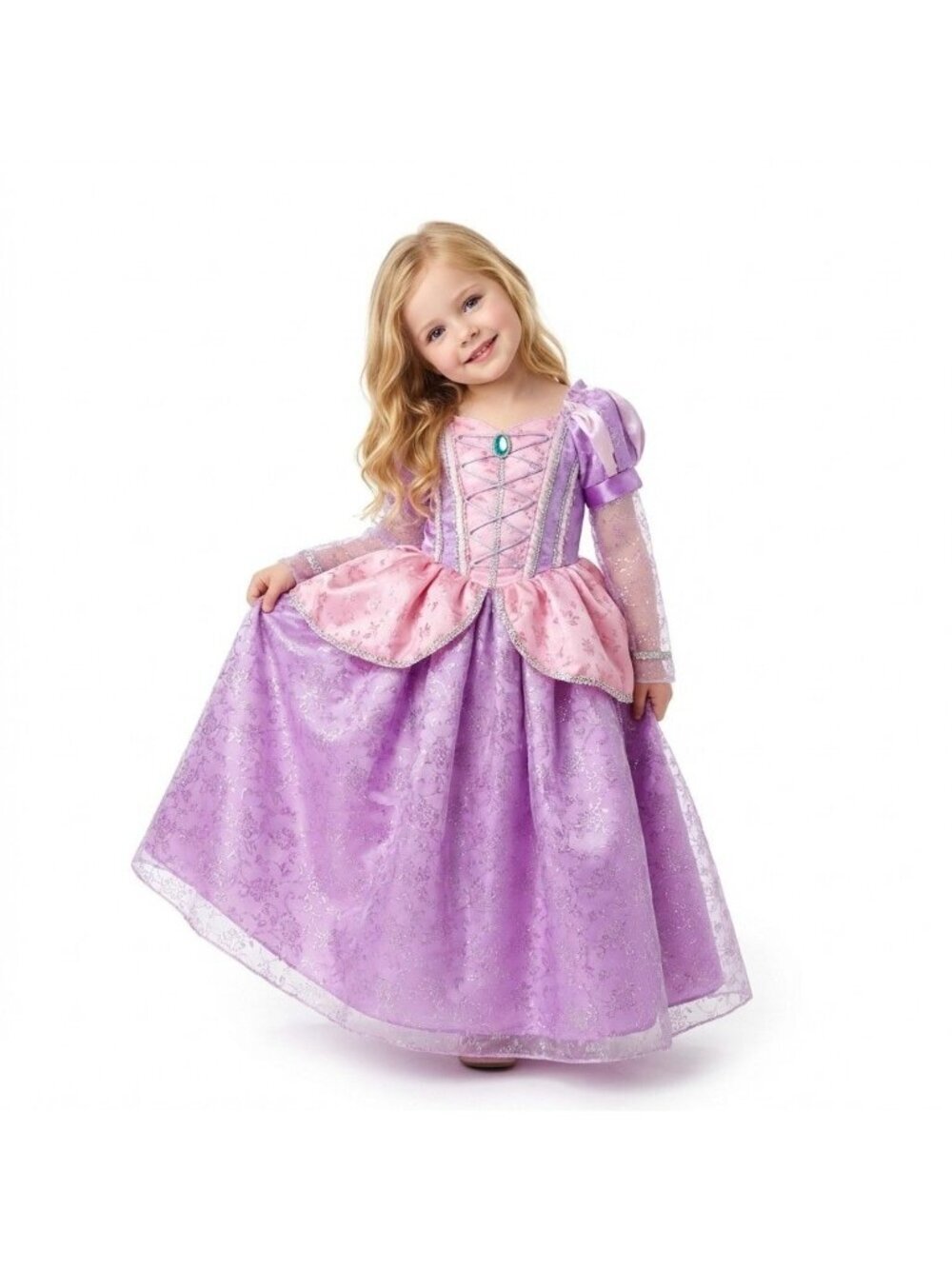 Girls Rapunzel Princess Costume Dress Lavender Pink Glitter Birthday Party